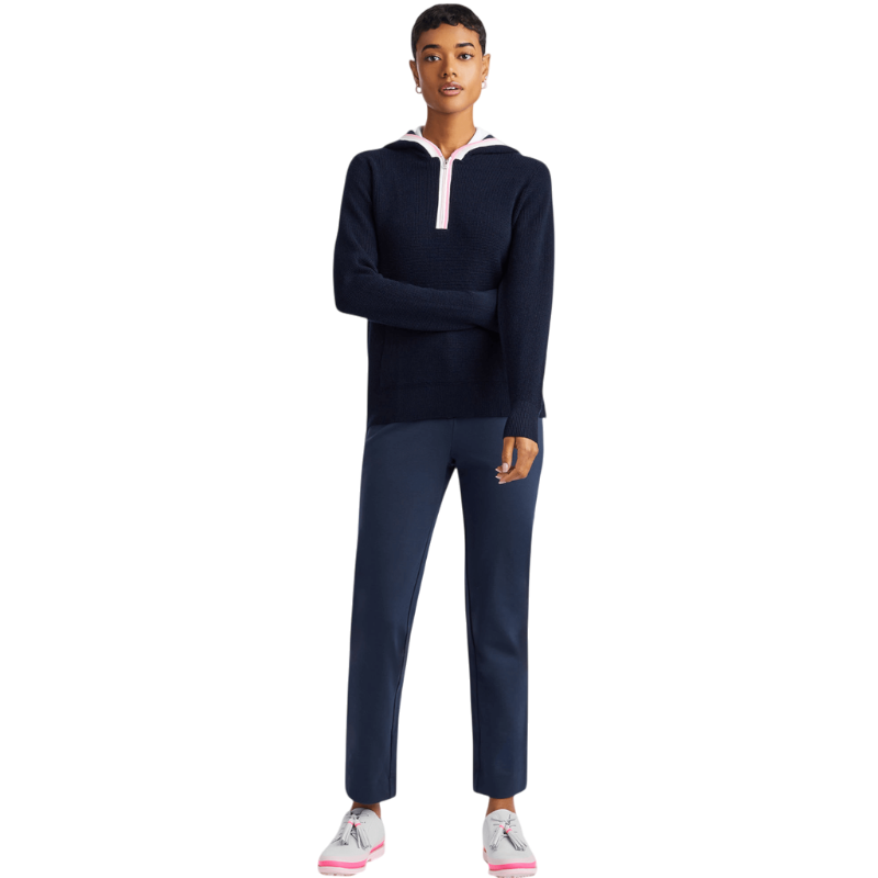 G/FORE Women's Waffle Stitch Merino Wool Hooded Quarter-Zip Sweater