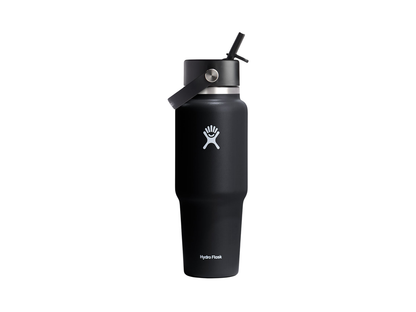 Hydro Flask® Travel Bottle With Flex Straw Cap 32oz - Black / 32oz - Water Bottles w/Straw
