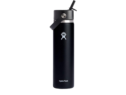 Hydro Flask® Wide Mouth 24oz Bottle with Flex Straw Cap - Black / 24oz - Water Bottles w/Straw