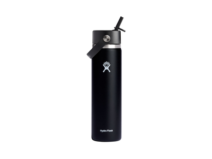 Hydro Flask® Wide Mouth 24oz Bottle with Flex Straw Cap - Black / 24oz - Water Bottles w/Straw