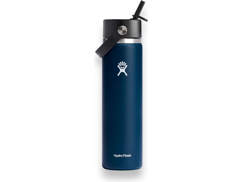 Hydro Flask® Wide Mouth 24oz Bottle with Flex Straw Cap - Indigo / 24oz - Water Bottles w/Straw