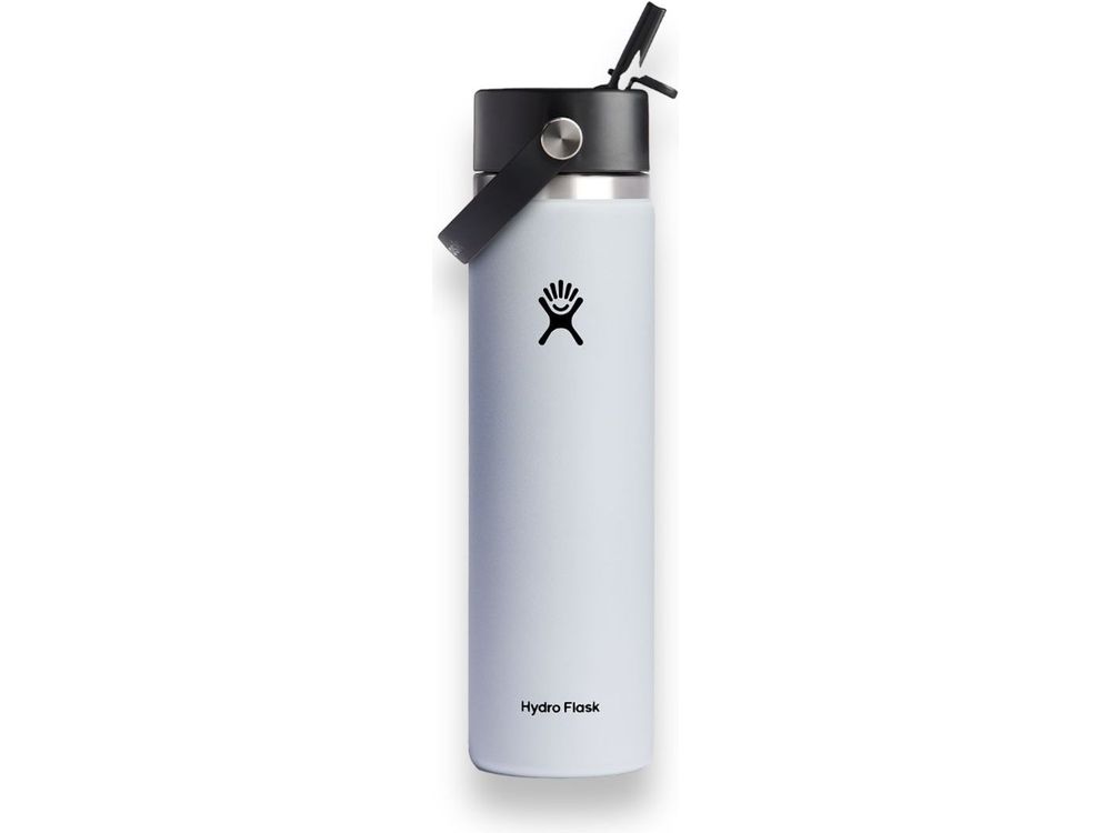 Hydro Flask® Wide Mouth 24oz Bottle with Flex Straw Cap - White / 24oz - Water Bottles w/Straw
