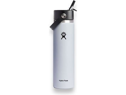 Hydro Flask® Wide Mouth 24oz Bottle with Flex Straw Cap - White / 24oz - Water Bottles w/Straw