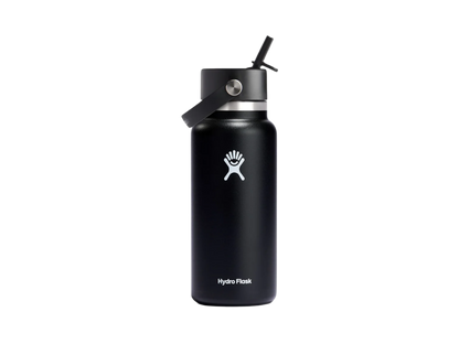 Hydro Flask® Wide Mouth With Flex Straw Cap 32oz - Black / 32oz - Water Bottles w/Straw