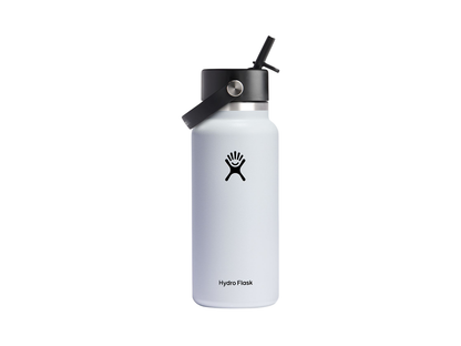 Hydro Flask® Wide Mouth With Flex Straw Cap 32oz - White / 32oz - Water Bottles w/Straw