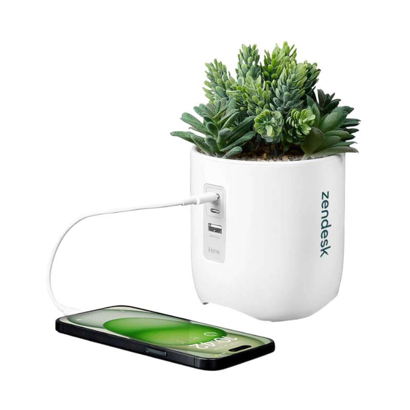 iHome Faux Succulent with USB Charging Station