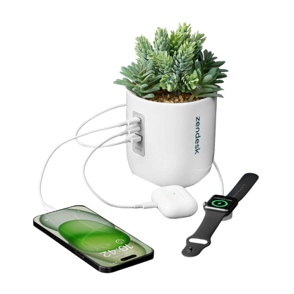 iHome Faux Succulent with USB Charging Station