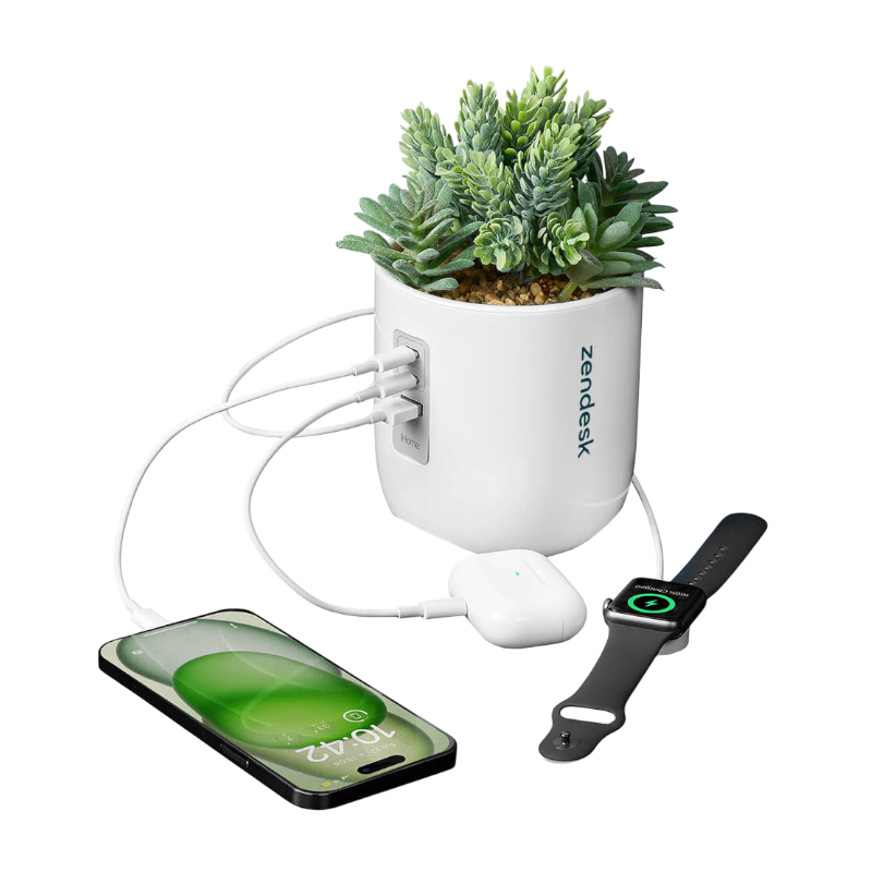 iHome Faux Succulent with USB Charging Station