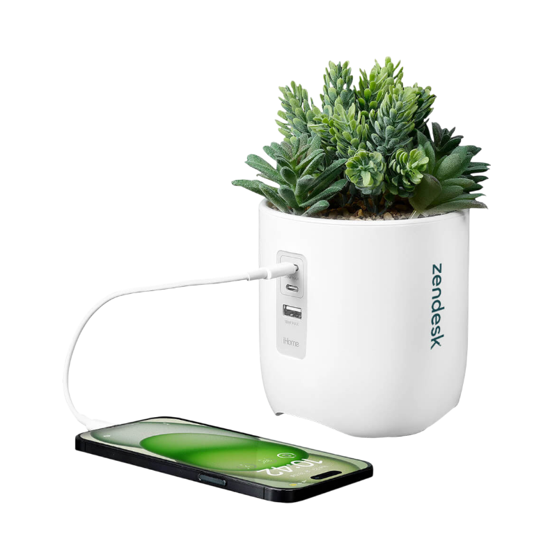 iHome Faux Succulent with USB Charging Station