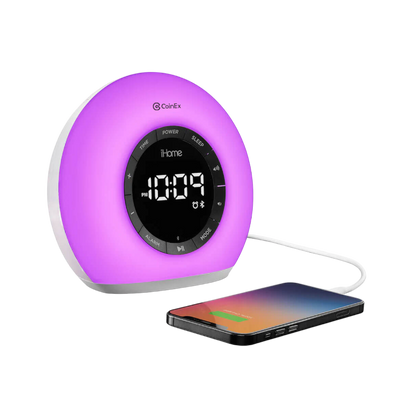 IHome Sunrise Alarm Clock Radio with Bluetooth Speaker and Color Changing Lamp