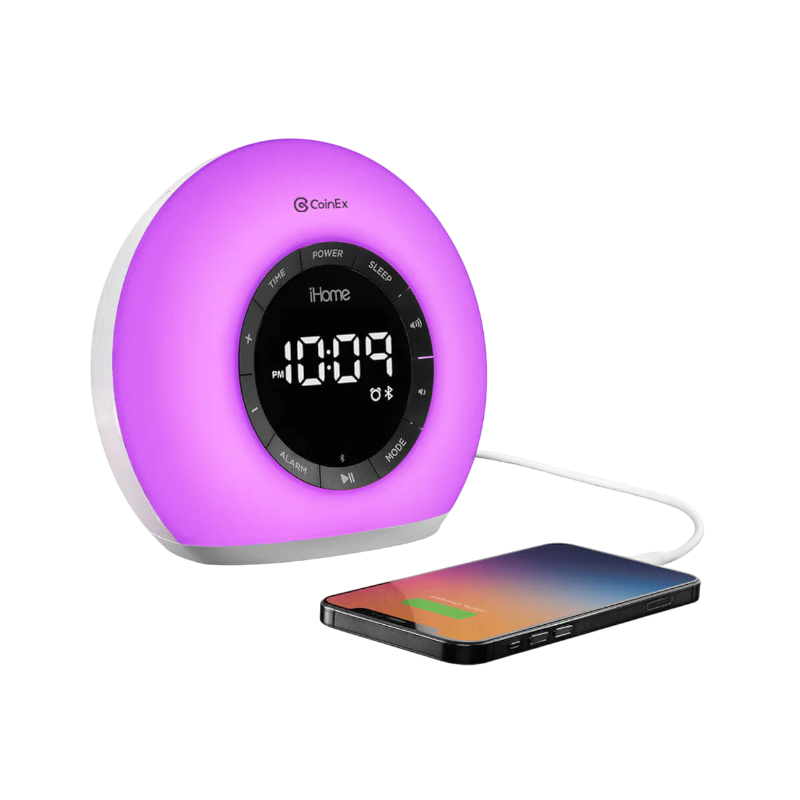 IHome Sunrise Alarm Clock Radio with Bluetooth Speaker and Color Changing Lamp