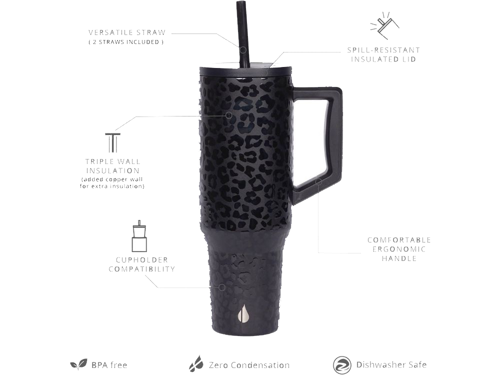 Elemental Commuter 40oz Tumbler - Black Leopard
