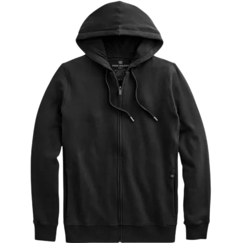 Mack Weldon ACE Full-Zip Hooded Sweatshirt - True Black / S - Full-Zip Hoodies
