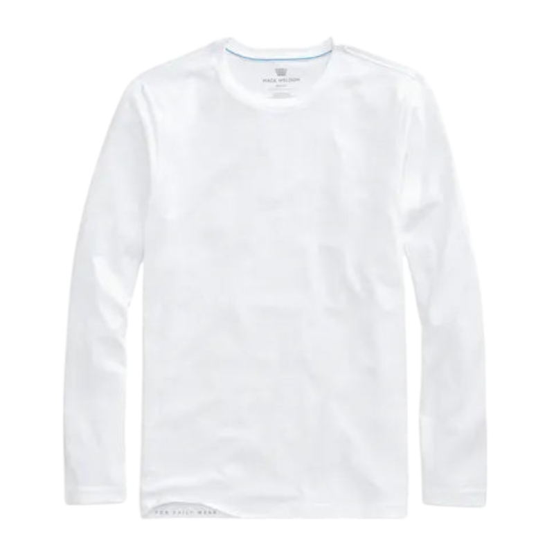 Mack Weldon Pima Long Sleeve T-Shirt - Bright White / S - Long-Sleeved T-Shirts