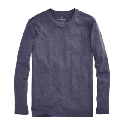 Mack Weldon Pima Long Sleeve T-Shirt - Navy Heather / S - Long-Sleeved T-Shirts