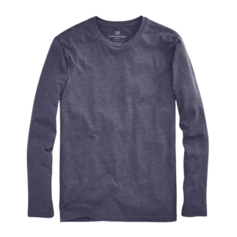 Mack Weldon Pima Long Sleeve T-Shirt - Navy Heather / S - Long-Sleeved T-Shirts