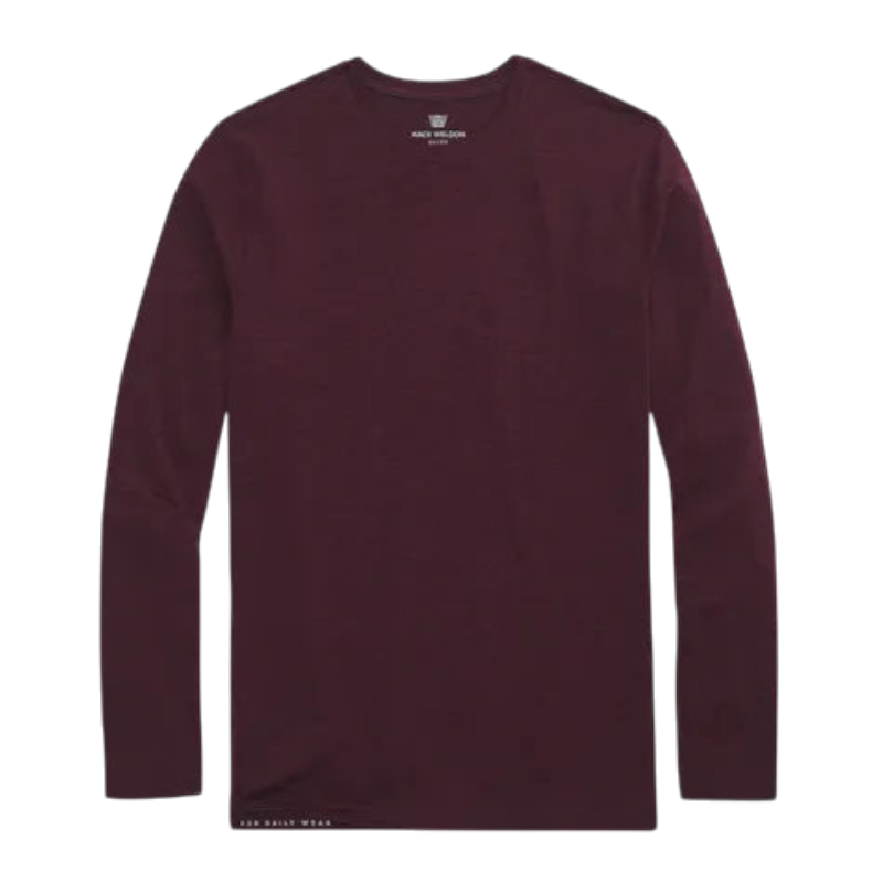 Mack Weldon SILVER Long Sleeve T-Shirt - Lambrusco Heather / S - Long-Sleeved T-Shirts
