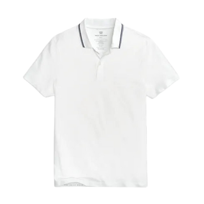 Mack Weldon Silver Pique Polo - Bright White Tipped / S - Polos