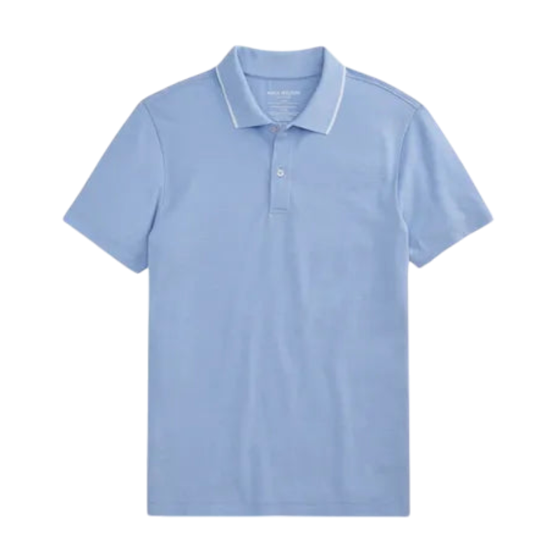 Mack Weldon Silver Pique Polo - Chambray White Oxford / S - Polos