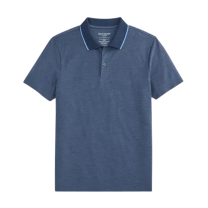 Mack Weldon Silver Pique Polo - Total Eclipse Chambray Oxford / S - Polos