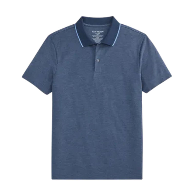 Mack Weldon Silver Pique Polo - Total Eclipse Chambray Oxford / S - Polos