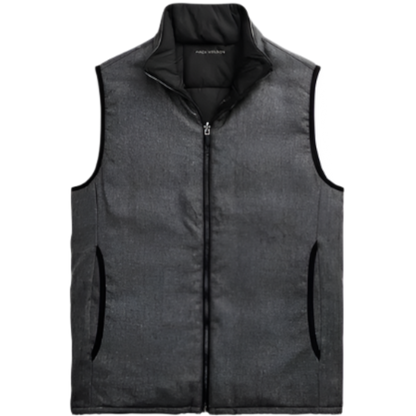 Mack Weldon WARMKNIT 2-Way Puffer Vest - Charcoal Heather / True Black / S - Vests