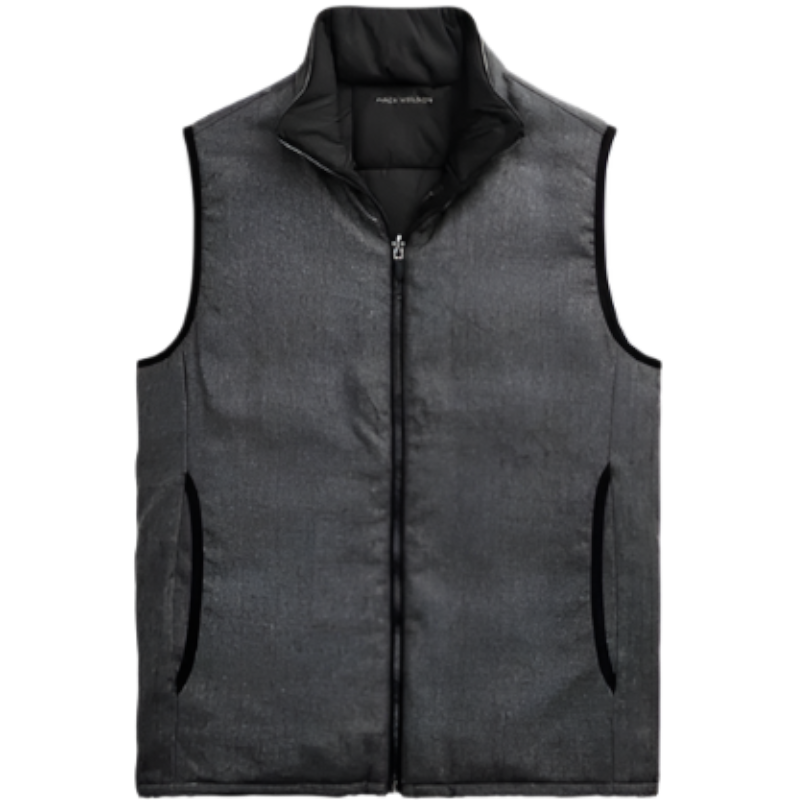 Mack Weldon WARMKNIT 2-Way Puffer Vest - Charcoal Heather / True Black / S - Vests
