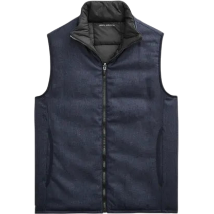 Mack Weldon WARMKNIT 2-Way Puffer Vest - Total Eclipse Blue / True Black / S - Vests