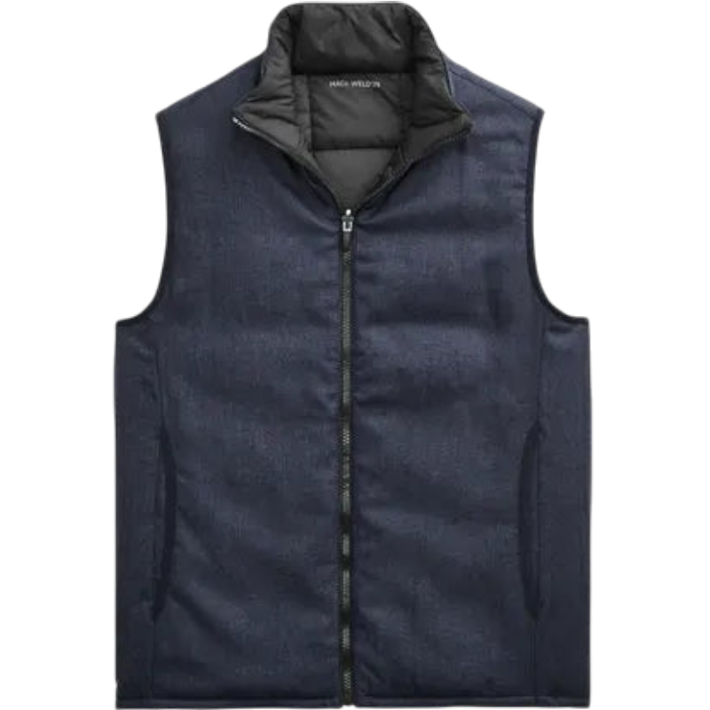 Mack Weldon WARMKNIT 2-Way Puffer Vest - Total Eclipse Blue / True Black / S - Vests