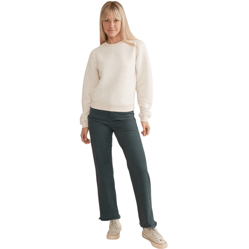 Marine Layer Women's Corbet Quilted Puff Sleeve Crewneck - Sweatshirts - SwagWear
