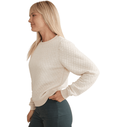 Marine Layer Women's Corbet Quilted Puff Sleeve Crewneck - Sweatshirts - SwagWear