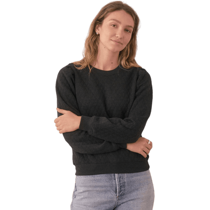 Marine Layer Women's Corbet Quilted Puff Sleeve Crewneck - Sweatshirts - SwagWear