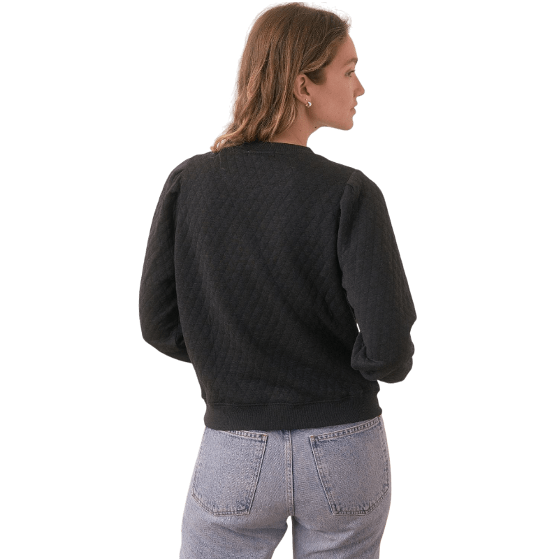 Marine Layer Women's Corbet Quilted Puff Sleeve Crewneck - Sweatshirts - SwagWear