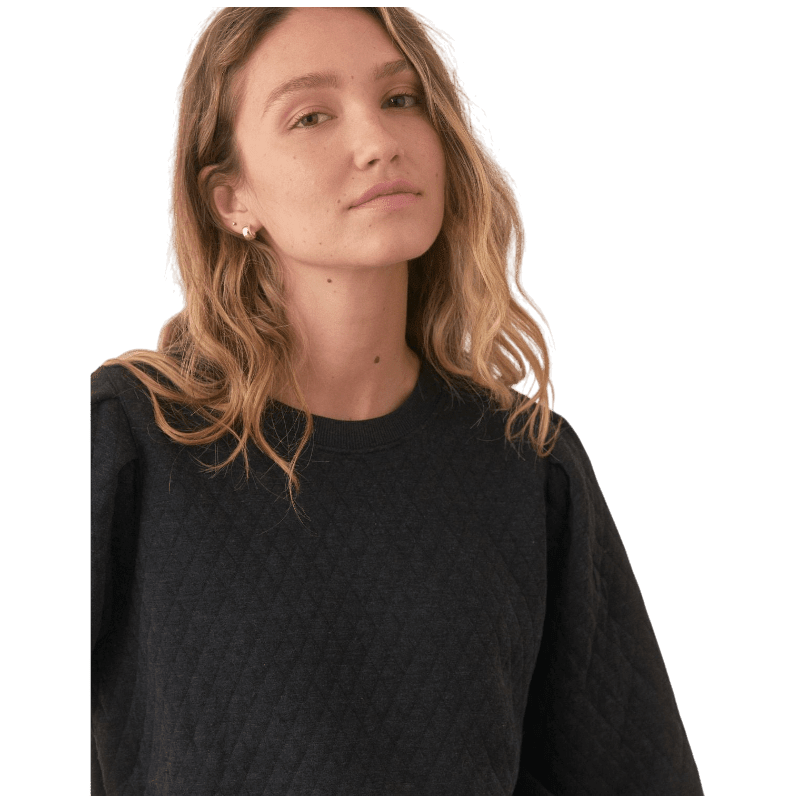 Marine Layer Women's Corbet Quilted Puff Sleeve Crewneck - Sweatshirts - SwagWear