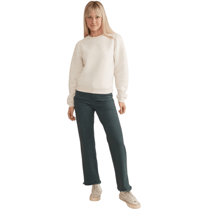Marine Layer Women's Corbet Quilted Puff Sleeve Crewneck - Sweatshirts - SwagWear