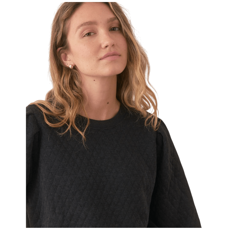Marine Layer Women's Corbet Quilted Puff Sleeve Crewneck - Sweatshirts - SwagWear