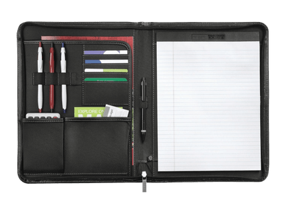 Metropolitan Leather Zippered Padfolio with FSC® Mix Paper - Zippered Padfolios - SwagWear