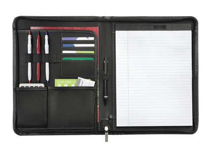 Metropolitan Leather Zippered Padfolio with FSC® Mix Paper - Black - Zippered Padfolios