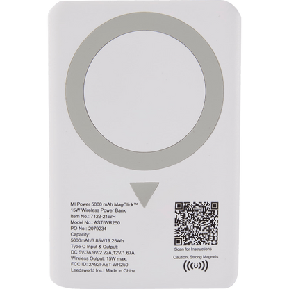 MI Power 5000 mAh MagClick™ 15W Wireless Power Bank - Wireless Power Banks - SwagWear
