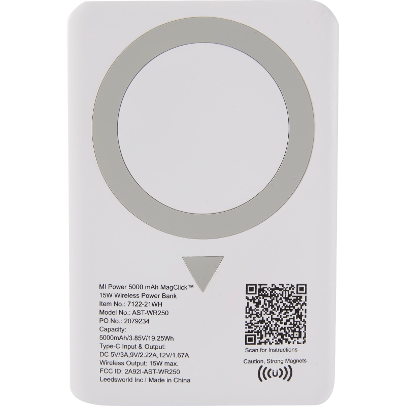 MI Power 5000 mAh MagClick™ 15W Wireless Power Bank - Wireless Power Banks - SwagWear