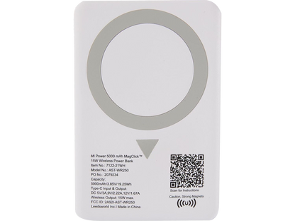 MI Power 5000 mAh MagClick™ 15W Wireless Power Bank - White - Wireless Power Banks