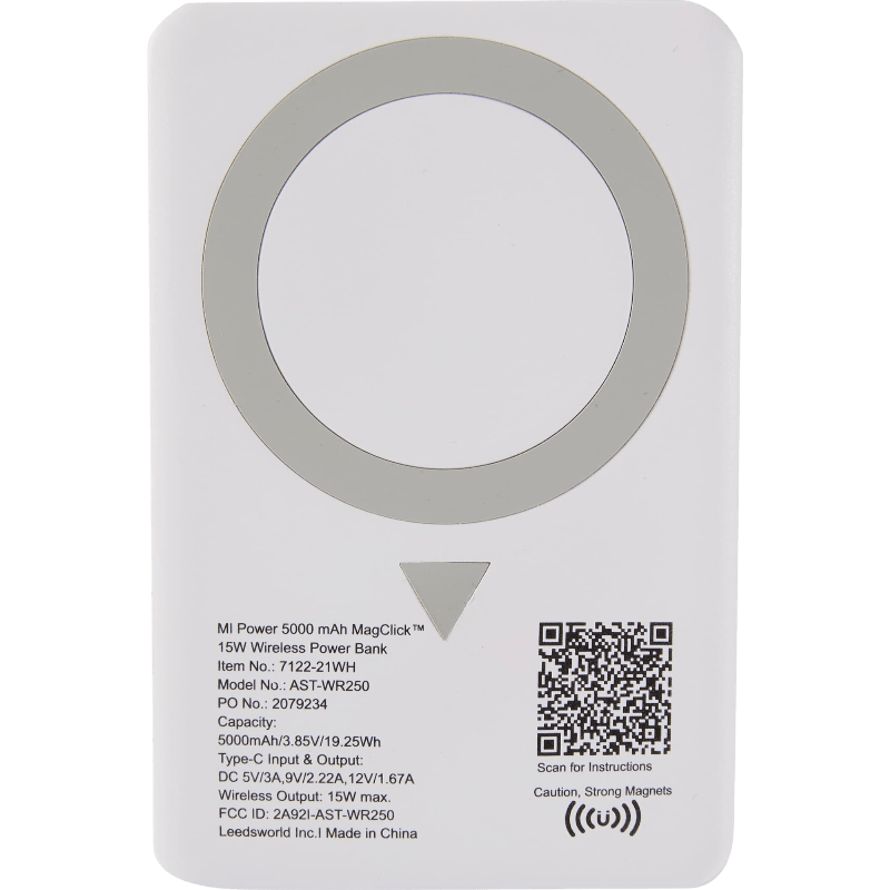 MI Power 5000 mAh MagClick™ 15W Wireless Power Bank - Wireless Power Banks - SwagWear