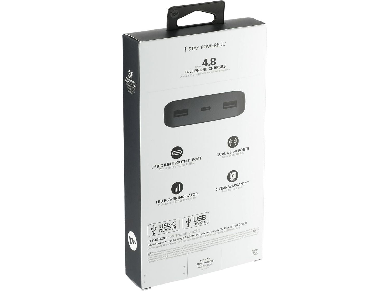 mophie® Power Boost 20,000 mAh Power Bank with USB-C Port - Black - Wireless Power Banks
