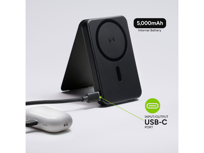 mophie® Snap + 5000 mAh Wireless Power Bank w/ Stand - Black - Wireless Power Banks