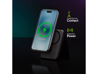 mophie® Snap + 5000 mAh Wireless Power Bank w/ Stand - Black - Wireless Power Banks