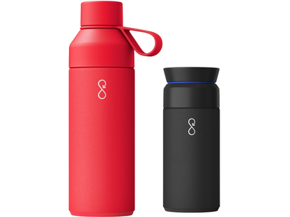 Ocean Bottle Hydrate & Caffeinate - Fire Red / Obsidian Black - Drinkware Sets