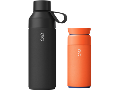 Ocean Bottle Hydrate & Caffeinate - Obsidian Black / Sun Orange - Drinkware Sets