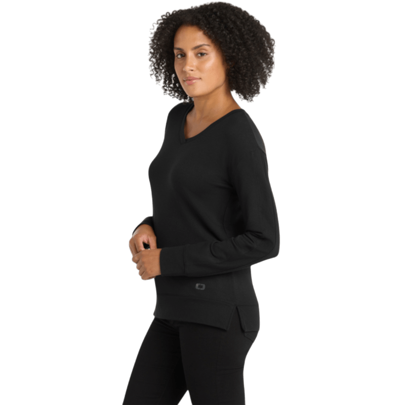 OGIO® Women's Luuma Flex Long Sleeve V - Neck - Long - Sleeved T-Shirts - SwagWear