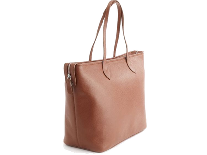 Pebbled Grain Wide Tote Bag with Wristlet - Tan - Tote Bags