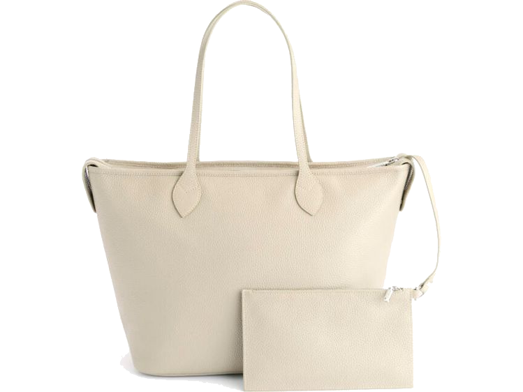 Pebbled Grain Wide Tote Bag with Wristlet - Taupe - Tote Bags
